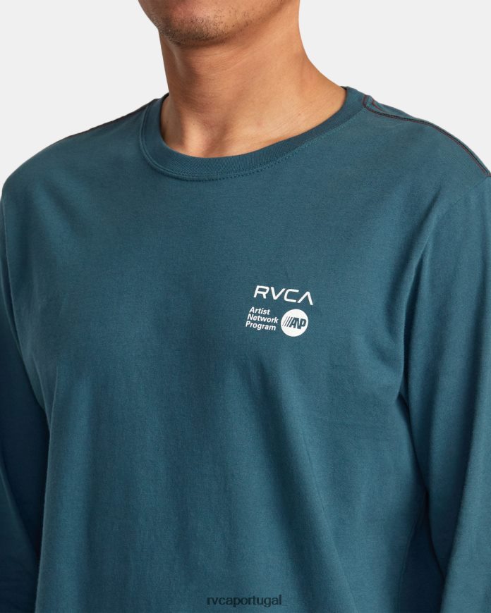 roupas RVCA homens camiseta manga longa anp pato azul/amarelo N00F2H213