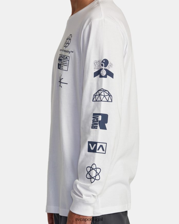 roupas RVCA homens camiseta manga longa infografik branco N00F2H208