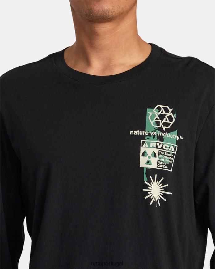 roupas RVCA homens camiseta manga longa infografik preto N00F2H258