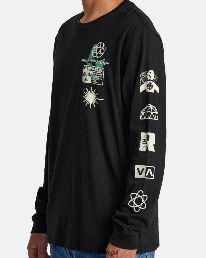 roupas RVCA homens camiseta manga longa infografik preto N00F2H258