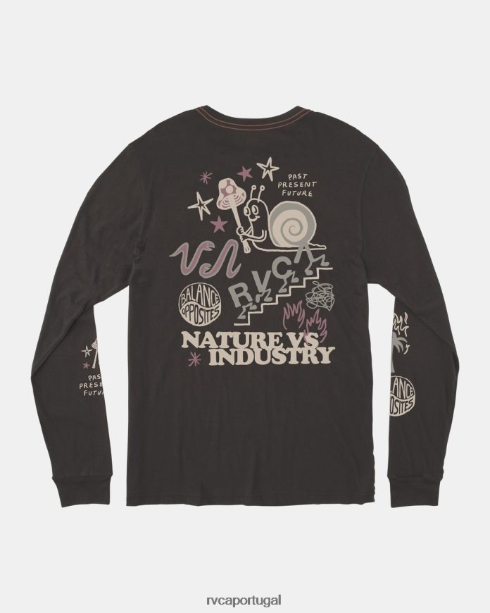 roupas RVCA homens camiseta manga longa queimada pirata preto N00F2H527