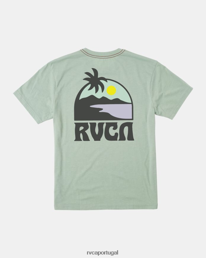 roupas RVCA homens camiseta pôr do sol névoa verde N00F2H305