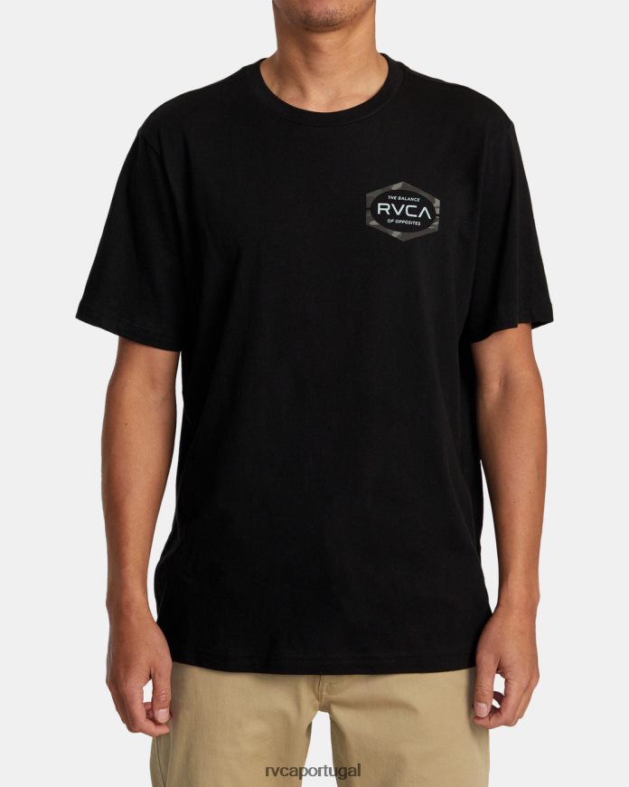 roupas RVCA homens molde camiseta manga curta preto N00F2H173