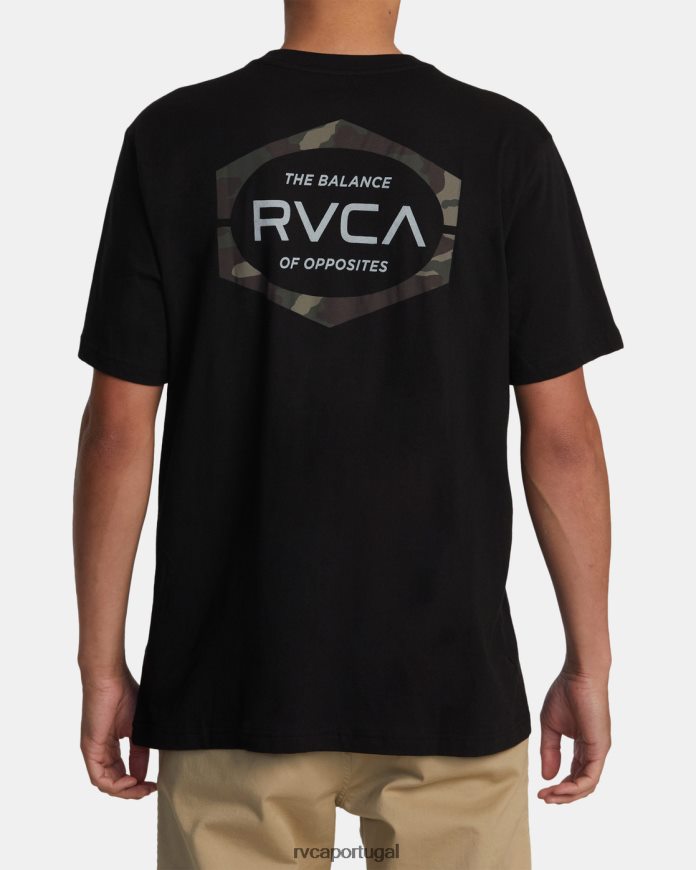 roupas RVCA homens molde camiseta manga curta preto N00F2H173