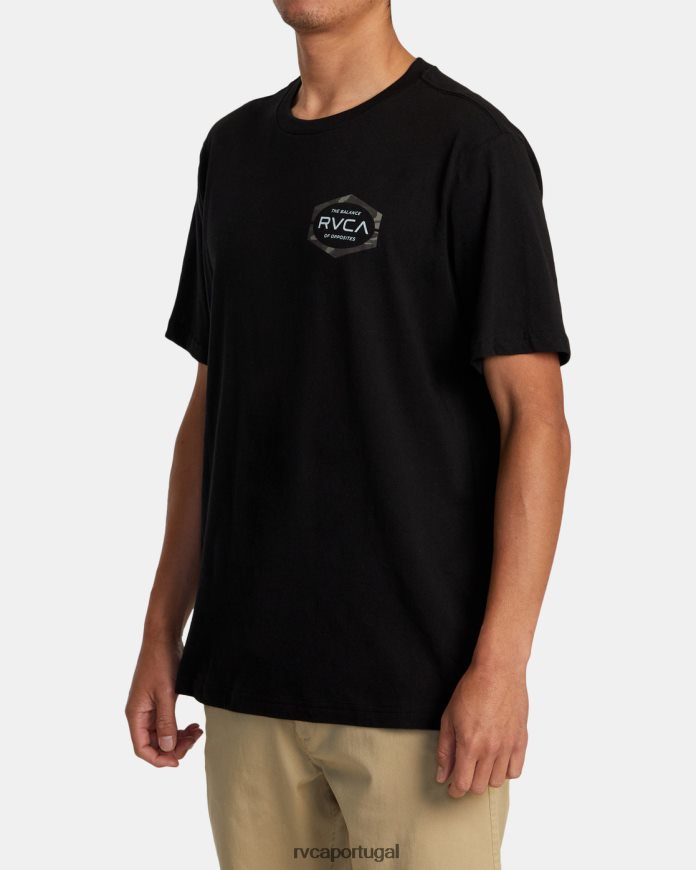 roupas RVCA homens molde camiseta manga curta preto N00F2H173