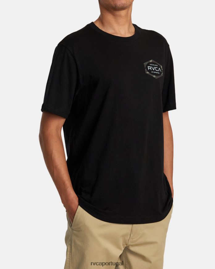 roupas RVCA homens molde camiseta manga curta preto N00F2H173