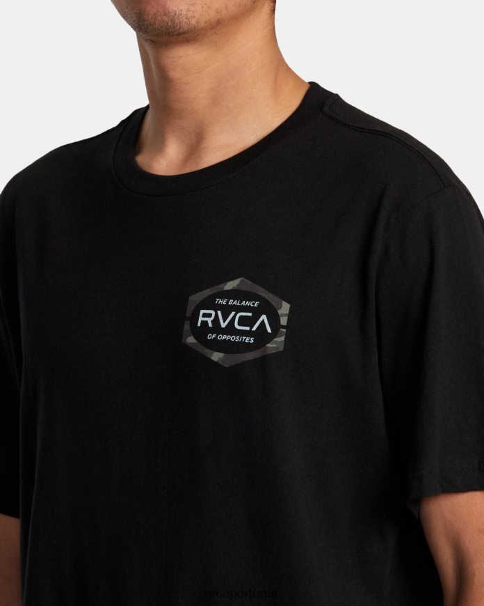 roupas RVCA homens molde camiseta manga curta preto N00F2H173