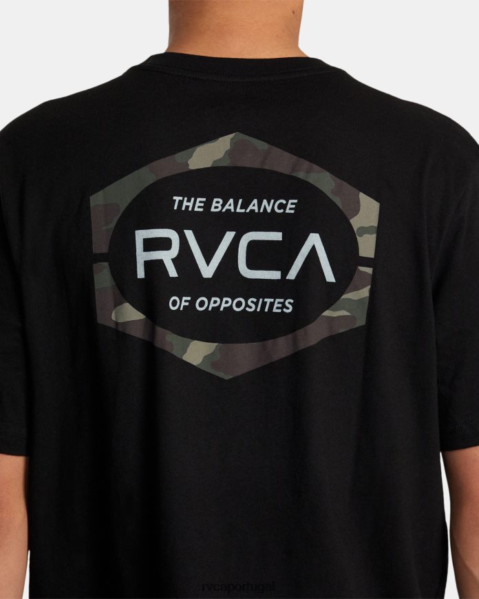 roupas RVCA homens molde camiseta manga curta preto N00F2H173