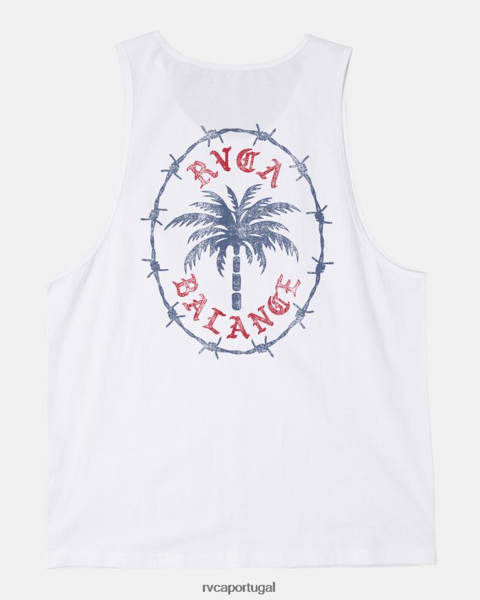 roupas RVCA homens tanque de fio de palma branco N00F2H130