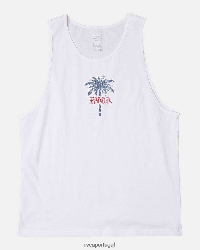 roupas RVCA homens tanque de fio de palma branco N00F2H130