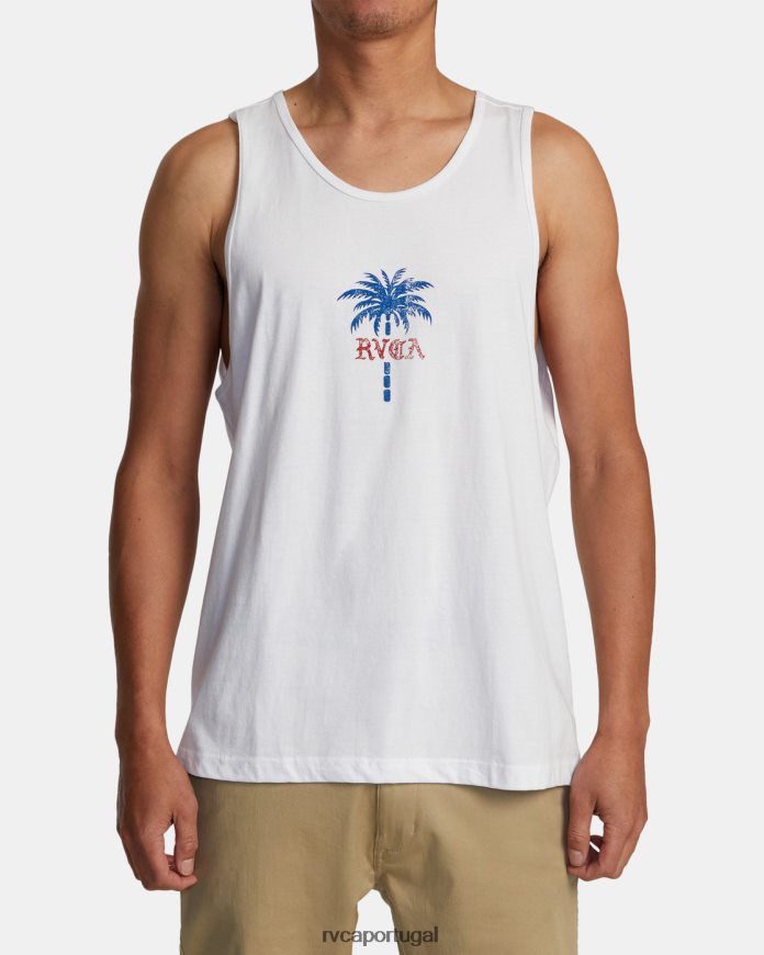 roupas RVCA homens tanque de fio de palma branco N00F2H130
