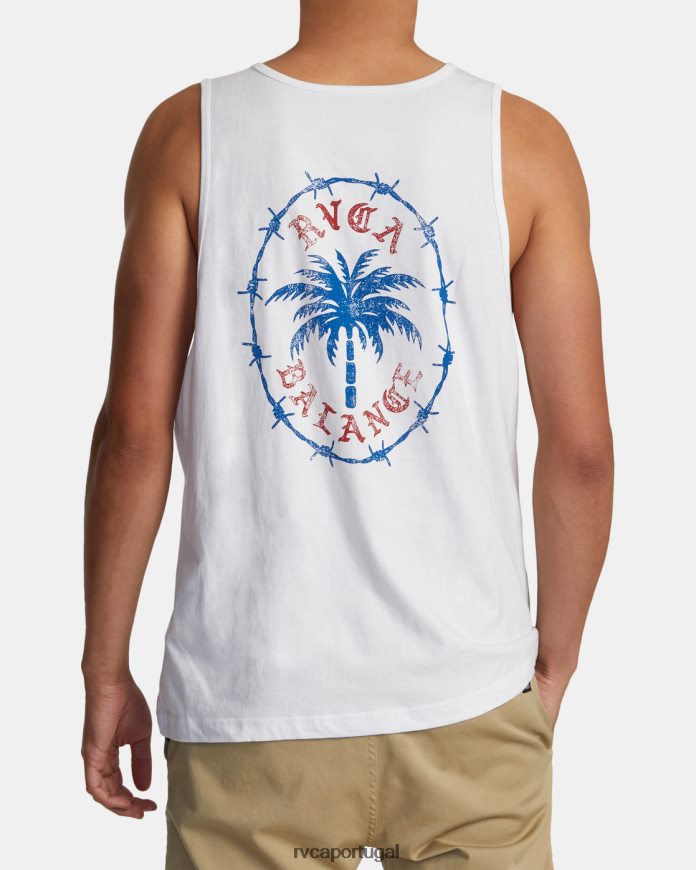 roupas RVCA homens tanque de fio de palma branco N00F2H130
