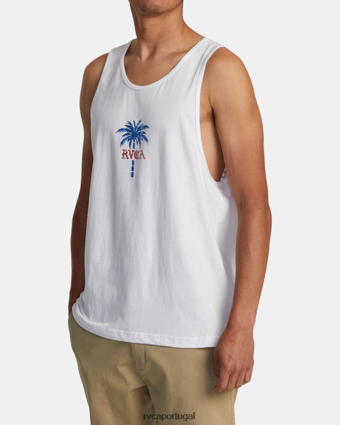 roupas RVCA homens tanque de fio de palma branco N00F2H130