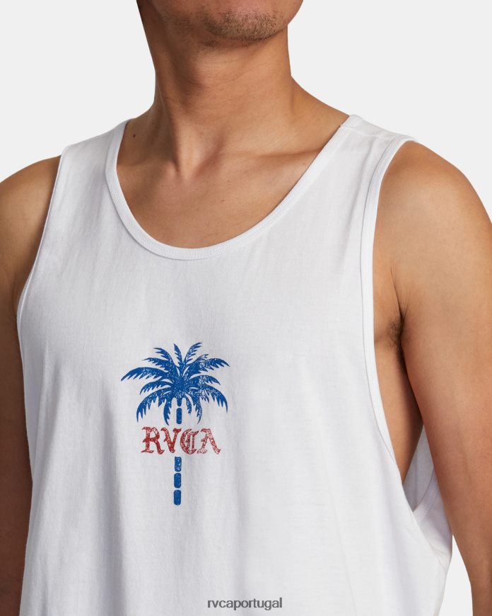 roupas RVCA homens tanque de fio de palma branco N00F2H130