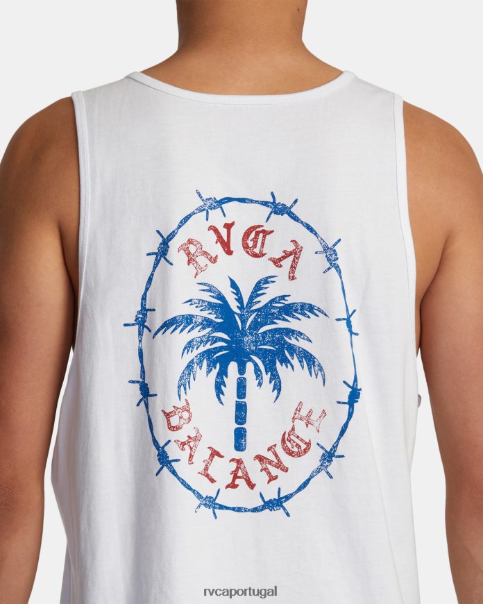 roupas RVCA homens tanque de fio de palma branco N00F2H130