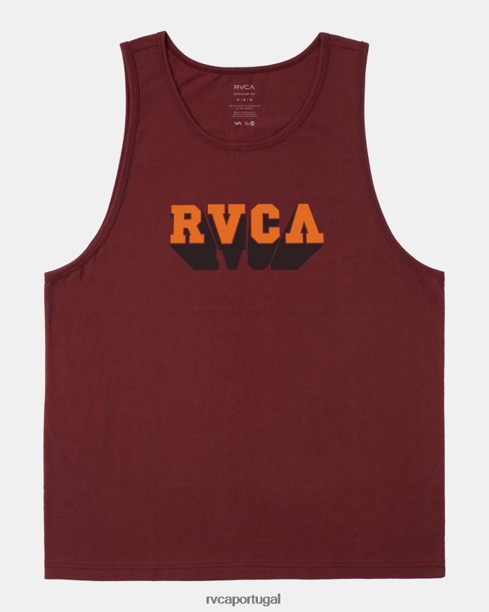 roupas RVCA homens tanque de impacto vermelho sangue de boi N00F2H131