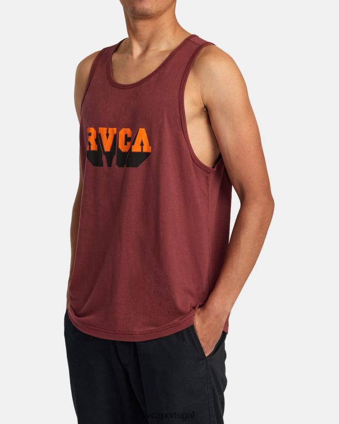 roupas RVCA homens tanque de impacto vermelho sangue de boi N00F2H131