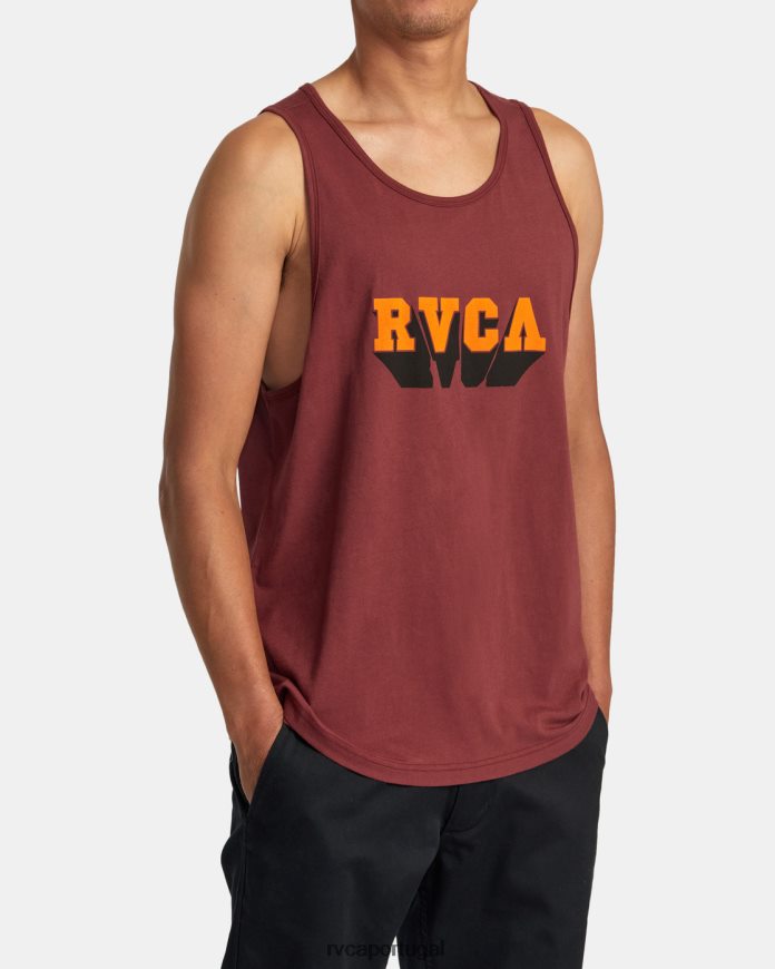 roupas RVCA homens tanque de impacto vermelho sangue de boi N00F2H131