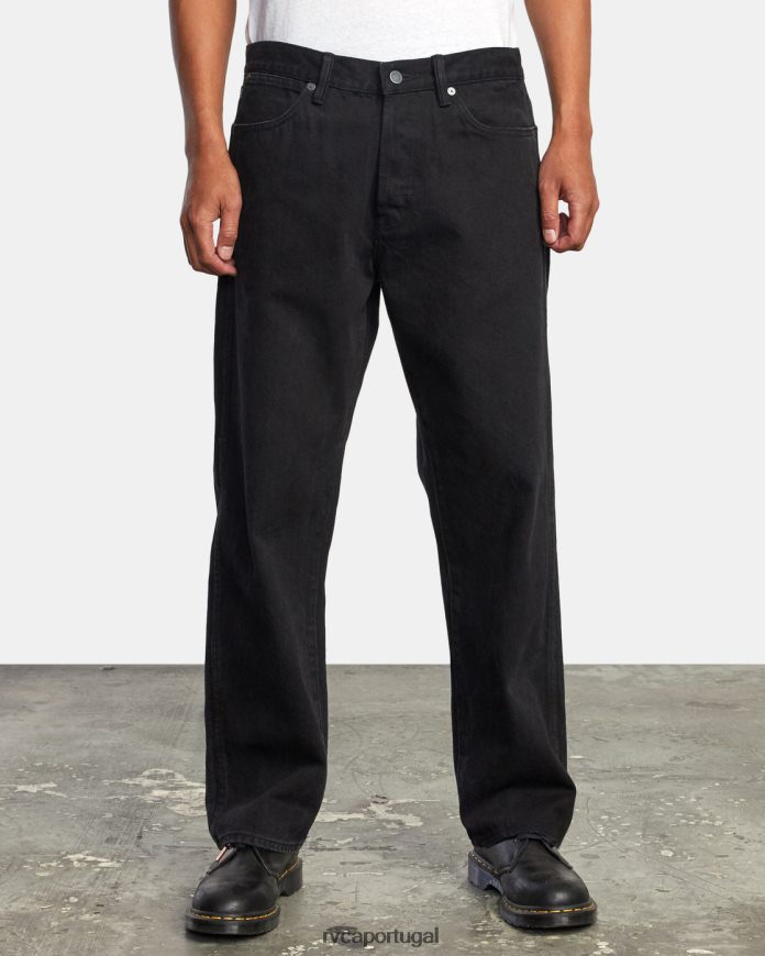 roupas RVCA homens calça jeans americana relaxada enxágue preto N00F2H882