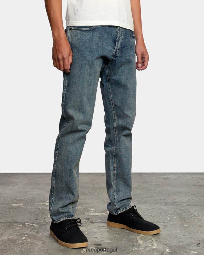 roupas RVCA homens calça jeans reta para fim de semana vintage escuro N00F2H807