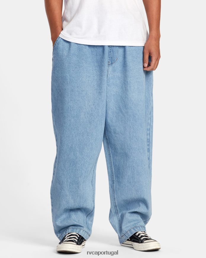 roupas RVCA homens calça jeans zach allen com cintura elástica azul dos anos 90 N00F2H880