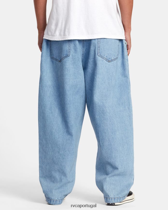 roupas RVCA homens calça jeans zach allen com cintura elástica azul dos anos 90 N00F2H880