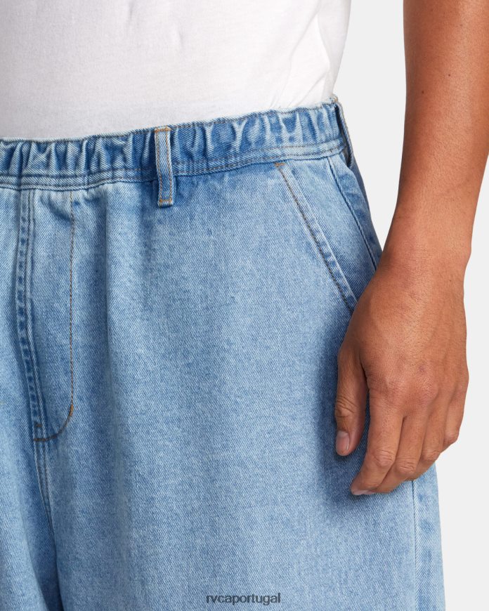 roupas RVCA homens calça jeans zach allen com cintura elástica azul dos anos 90 N00F2H880