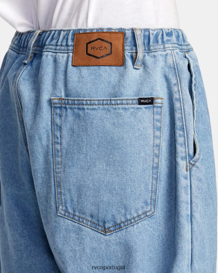 roupas RVCA homens calça jeans zach allen com cintura elástica azul dos anos 90 N00F2H880