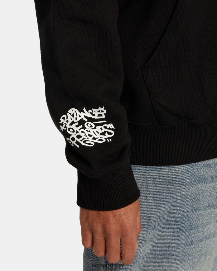 roupas RVCA homens capuz preto N00F2H520