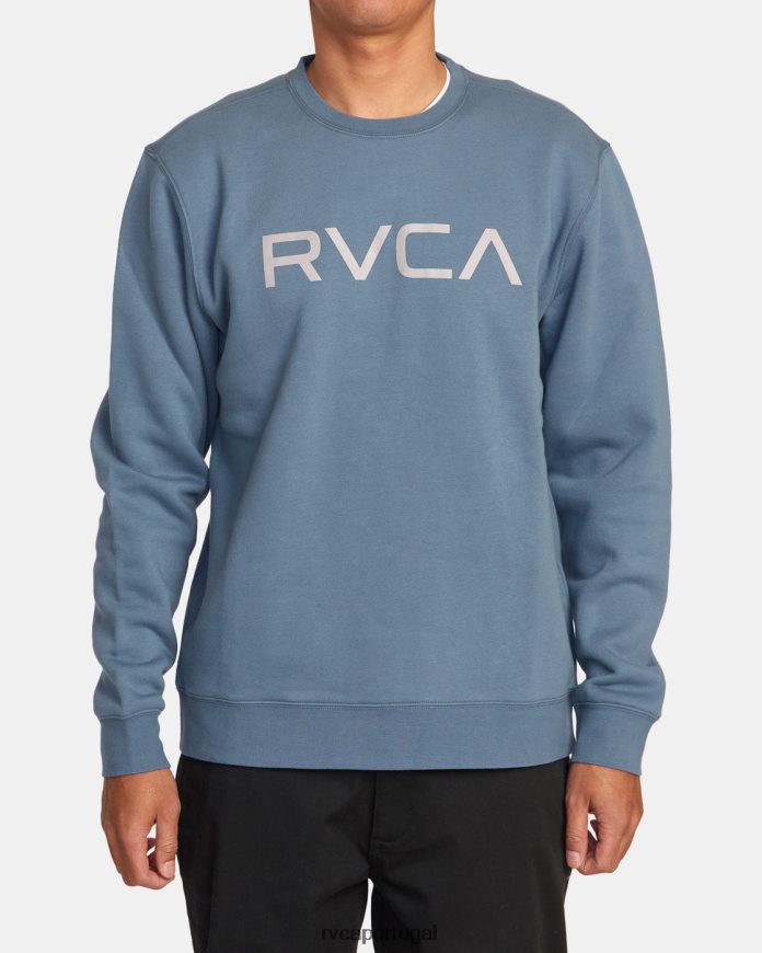 roupas RVCA homens moletom grande com gola redonda azul industrial N00F2H565