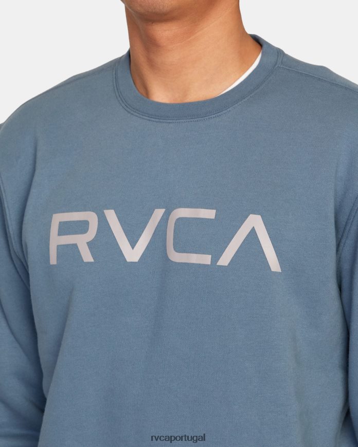 roupas RVCA homens moletom grande com gola redonda azul industrial N00F2H565