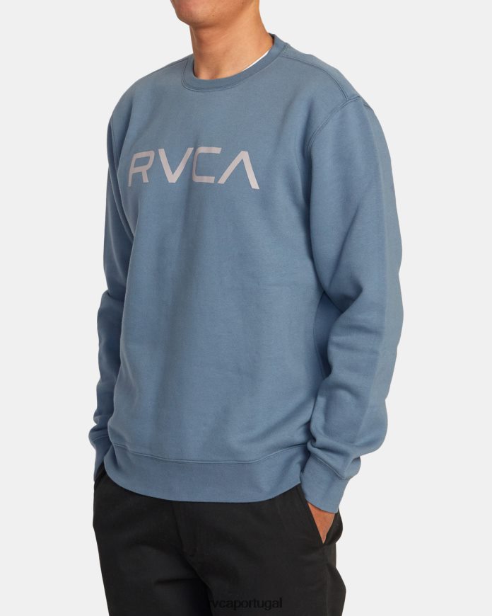 roupas RVCA homens moletom grande com gola redonda azul industrial N00F2H565
