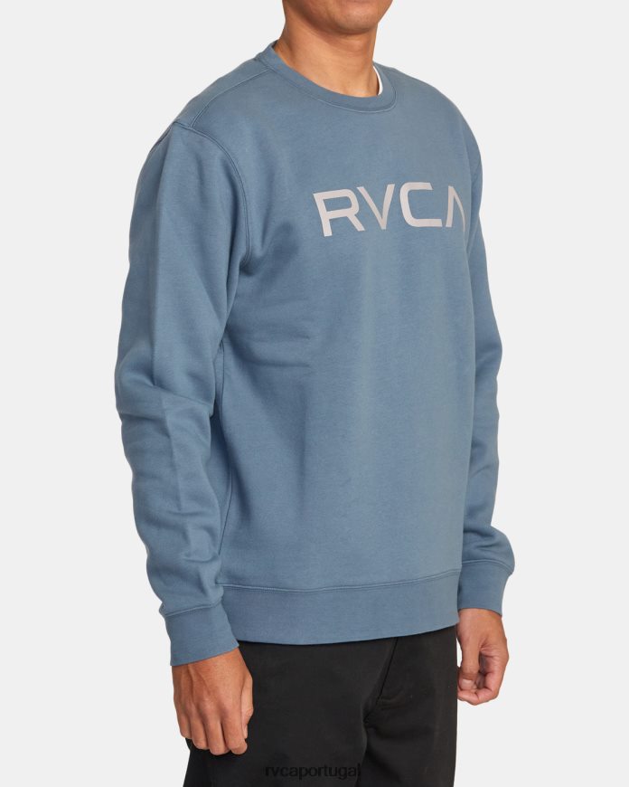 roupas RVCA homens moletom grande com gola redonda azul industrial N00F2H565
