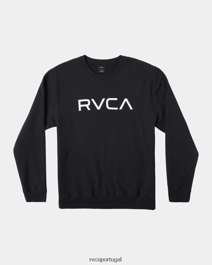 roupas RVCA homens moletom grande com gola redonda preto N00F2H834