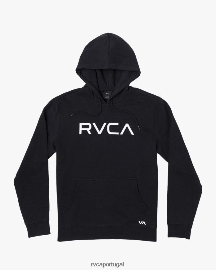 roupas RVCA homens pulôver grande com capuz preto N00F2H948