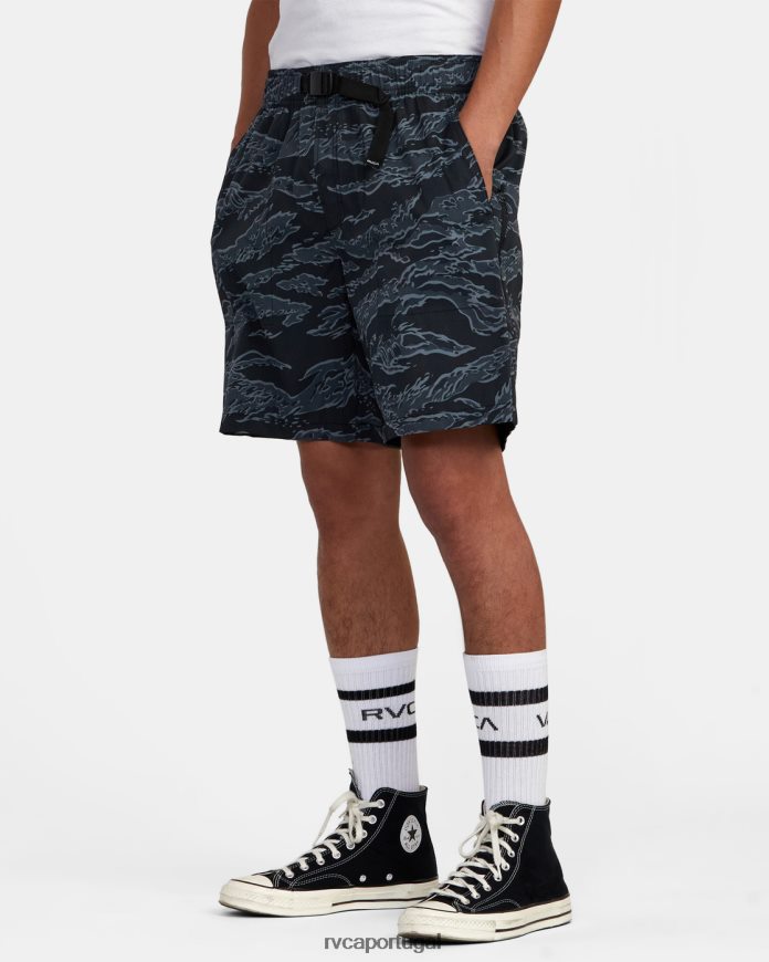 roupas RVCA homens calções de banho híbridos cívicos camuflagem preta N00F2H312