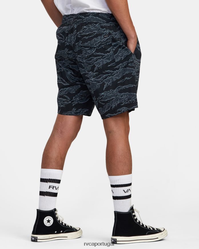 roupas RVCA homens calções de banho híbridos cívicos camuflagem preta N00F2H312
