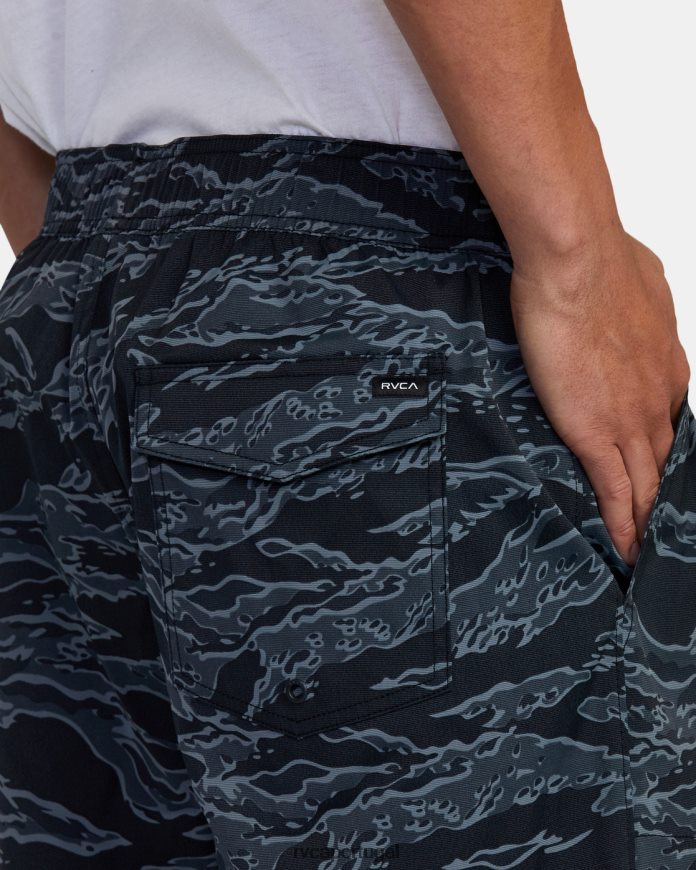 roupas RVCA homens calções de banho híbridos cívicos camuflagem preta N00F2H312