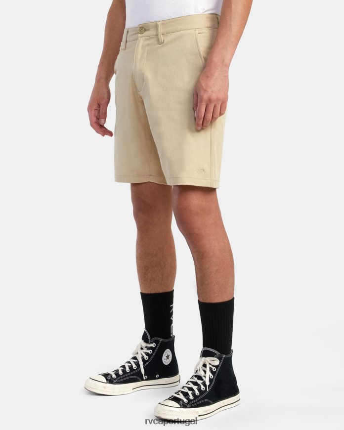 roupas RVCA homens de volta em shorts híbrido 19 cáqui N00F2H721