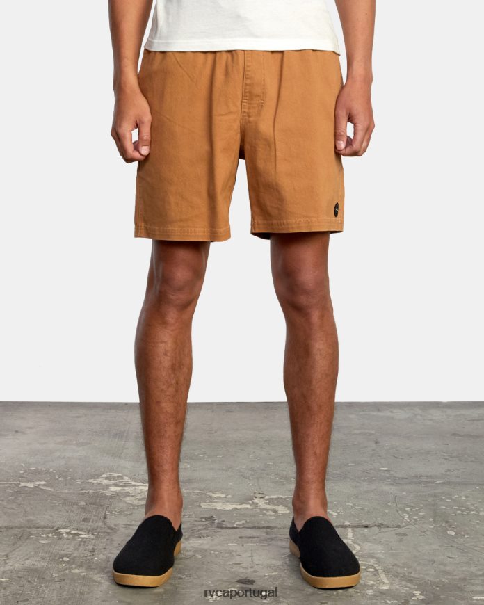 roupas RVCA homens escape shorts com cintura elástica 17 camelo N00F2H937