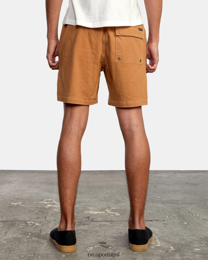 roupas RVCA homens escape shorts com cintura elástica 17 camelo N00F2H937