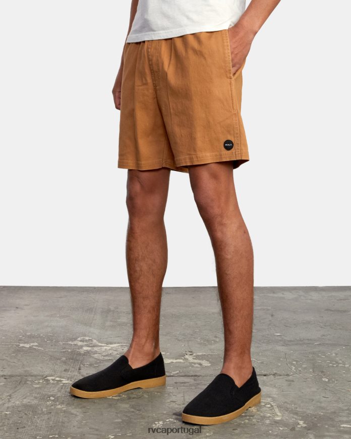 roupas RVCA homens escape shorts com cintura elástica 17 camelo N00F2H937
