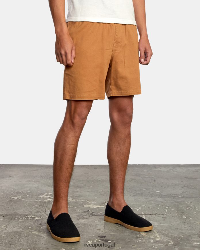 roupas RVCA homens escape shorts com cintura elástica 17 camelo N00F2H937