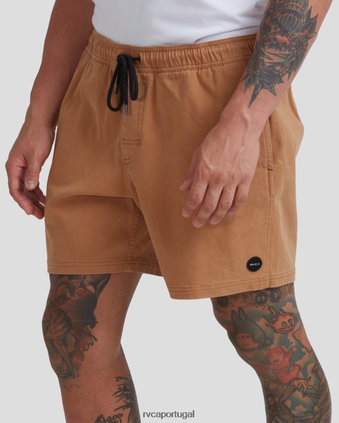 roupas RVCA homens escape shorts com cintura elástica 17 camelo N00F2H937