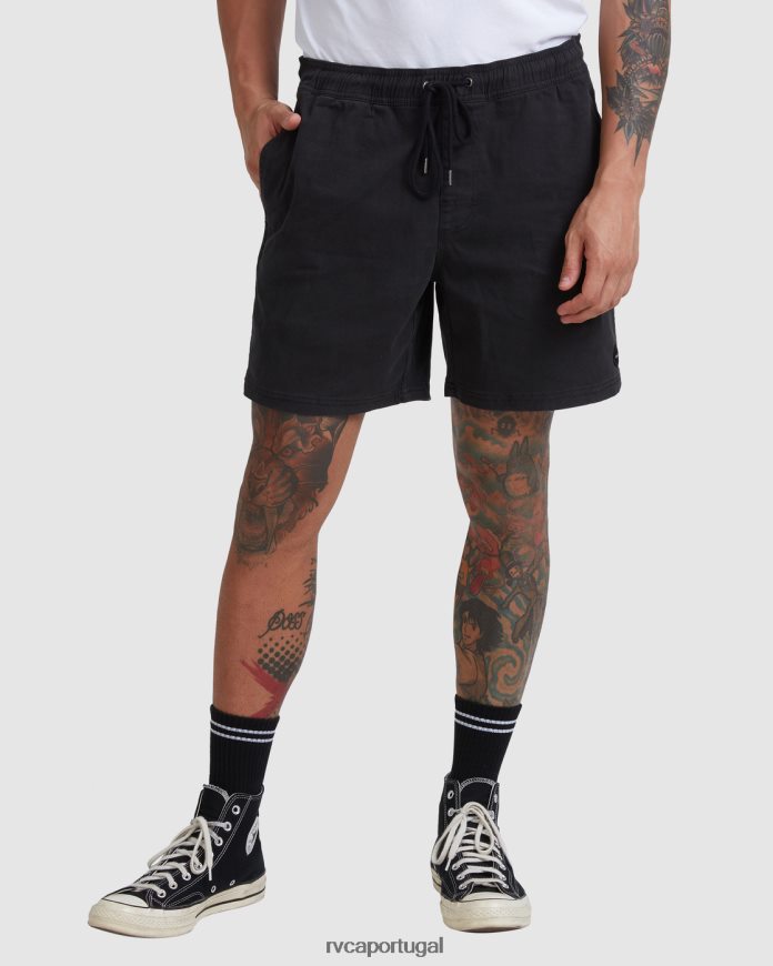 roupas RVCA homens escape shorts com cintura elástica 17 preto N00F2H691