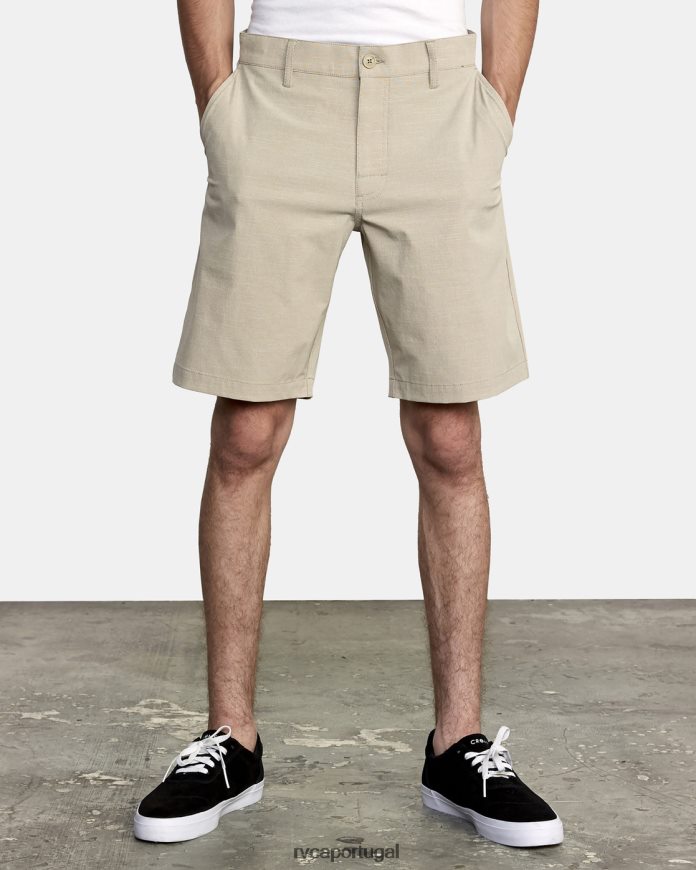 roupas RVCA homens short híbrido balance 20 cáqui N00F2H927