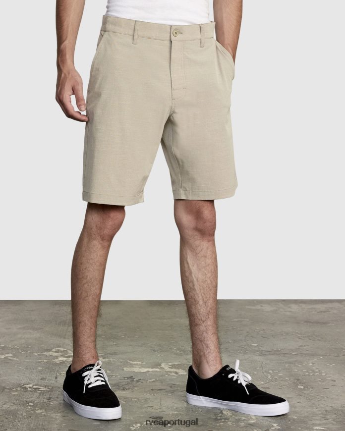 roupas RVCA homens short híbrido balance 20 cáqui N00F2H927