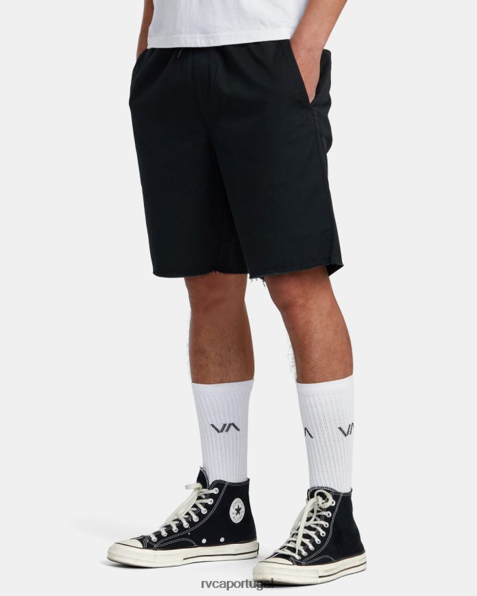 roupas RVCA homens shorts de cintura elástica para fim de semana preto N00F2H212