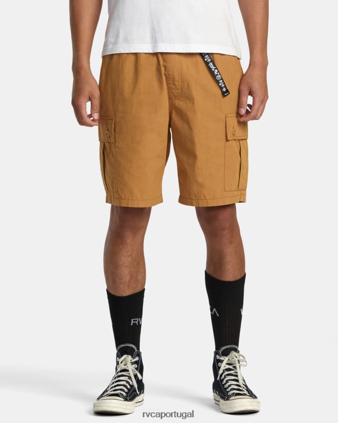 roupas RVCA homens shorts elástico civic utility 18 camelo N00F2H74
