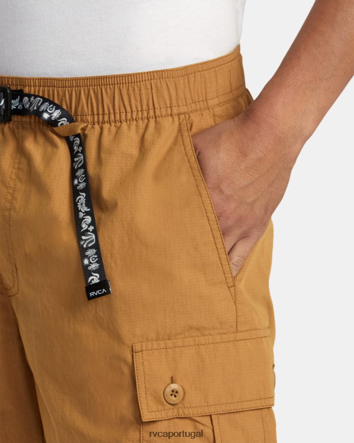 roupas RVCA homens shorts elástico civic utility 18 camelo N00F2H74
